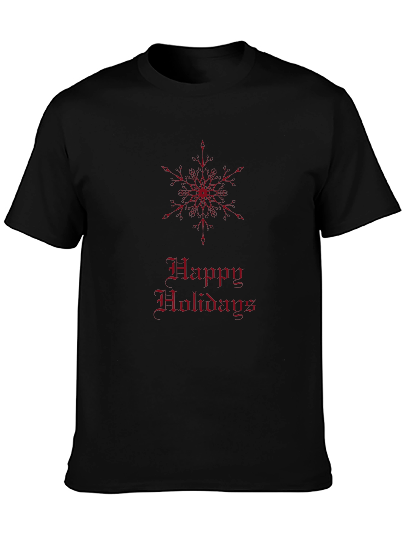Happy Holidays Snowflake Graphic T-Shirt - Black