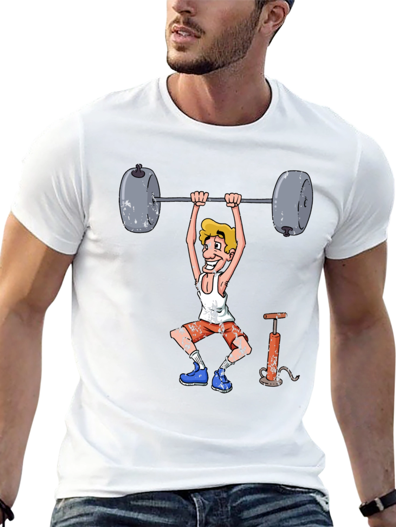 Weightlifter Cartoon Graphic Tee