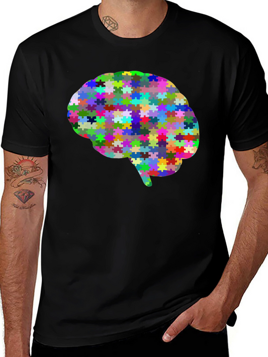 Brain Puzzle T-Shirt - Colorful Mind Tee