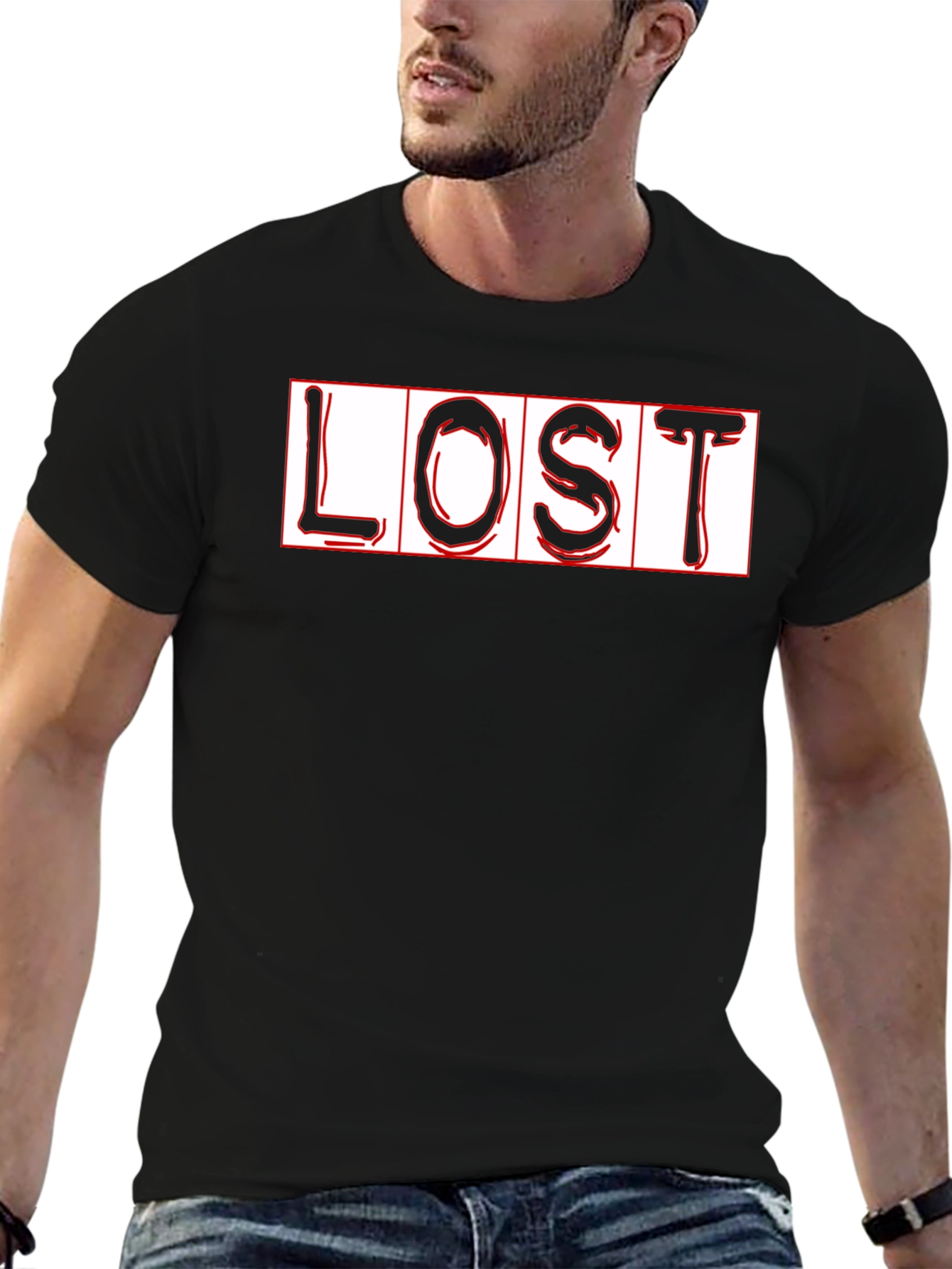 LOST Graphic Print Black T-Shirt - Trendy Style