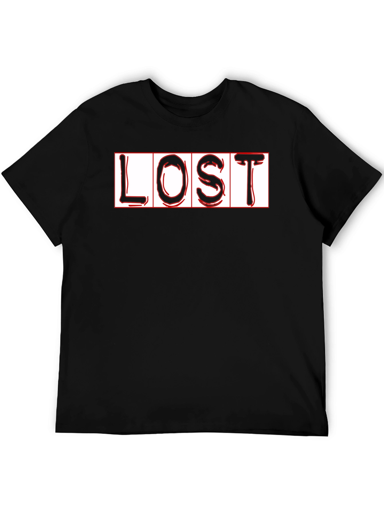 LOST Graphic Print Black T-Shirt - Trendy Style