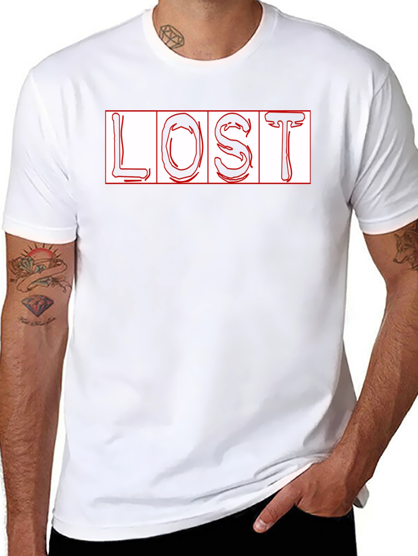 LOST Graphic Print Black T-Shirt - Trendy Style