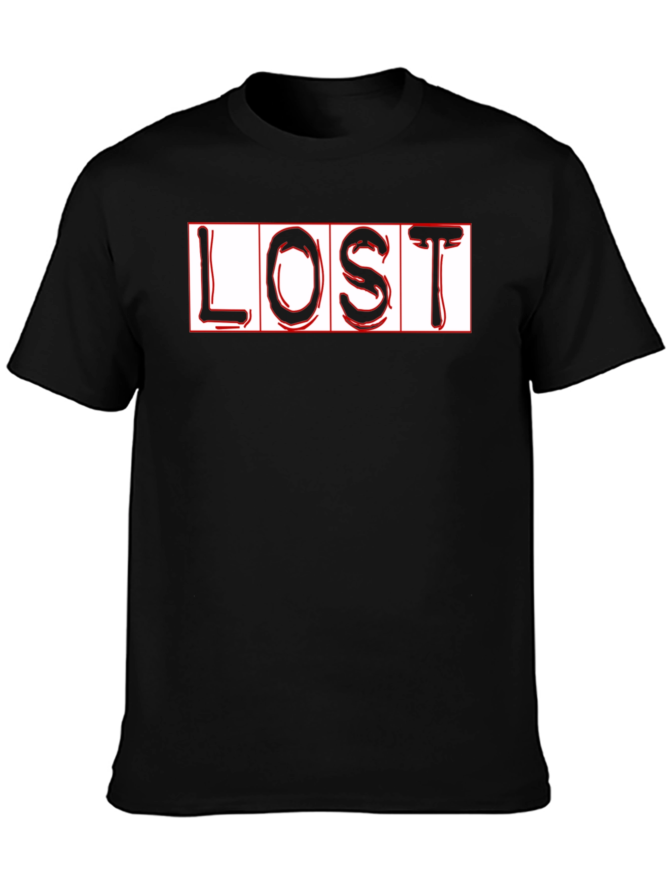 LOST Graphic Print Black T-Shirt - Trendy Style