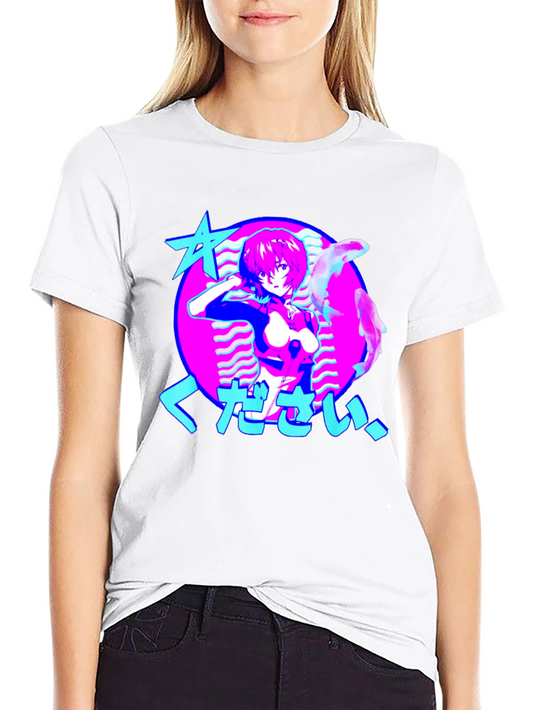 Anime Girl Graphic Tee - Retro Vaporwave Design