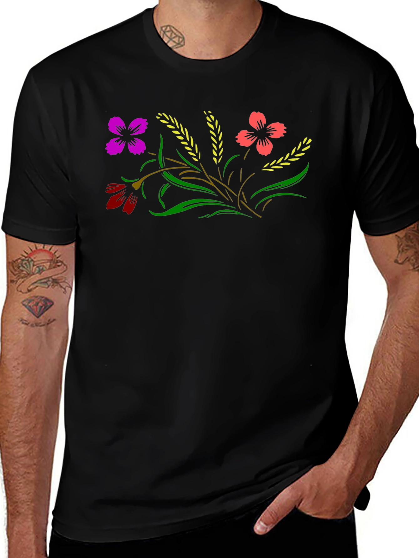 Floral T-Shirt - Black