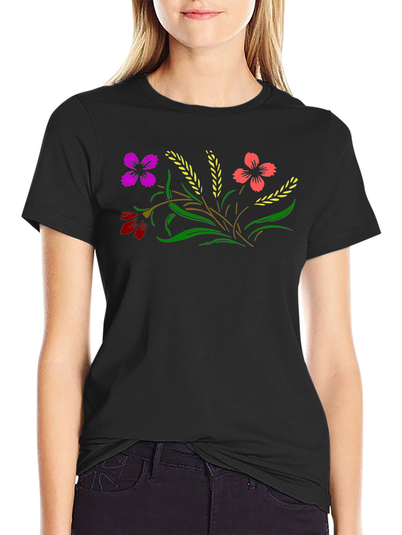 Floral T-Shirt - Black