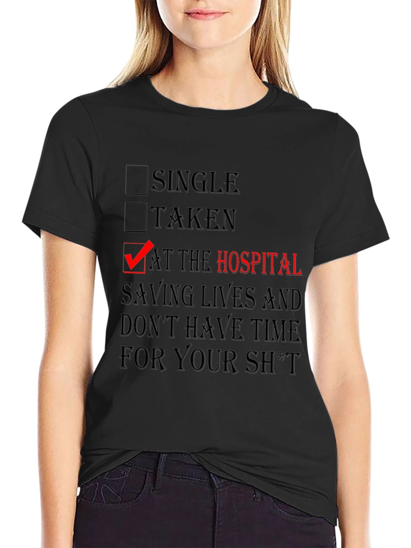 At The Hospital Saving Lives Black Graphic Tee