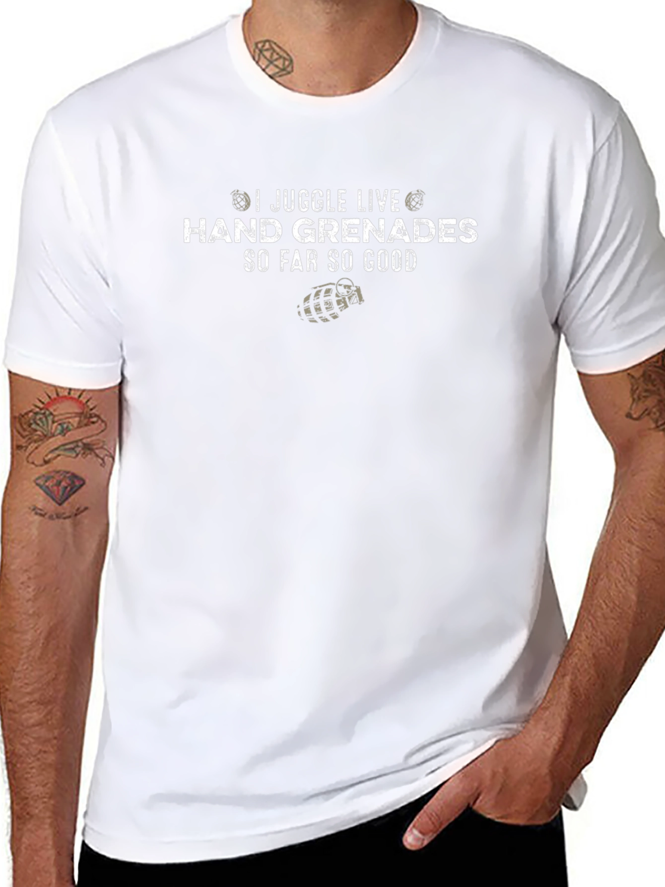 I Juggle Live Hand Grenades T-Shirt Funny Graphic Tee