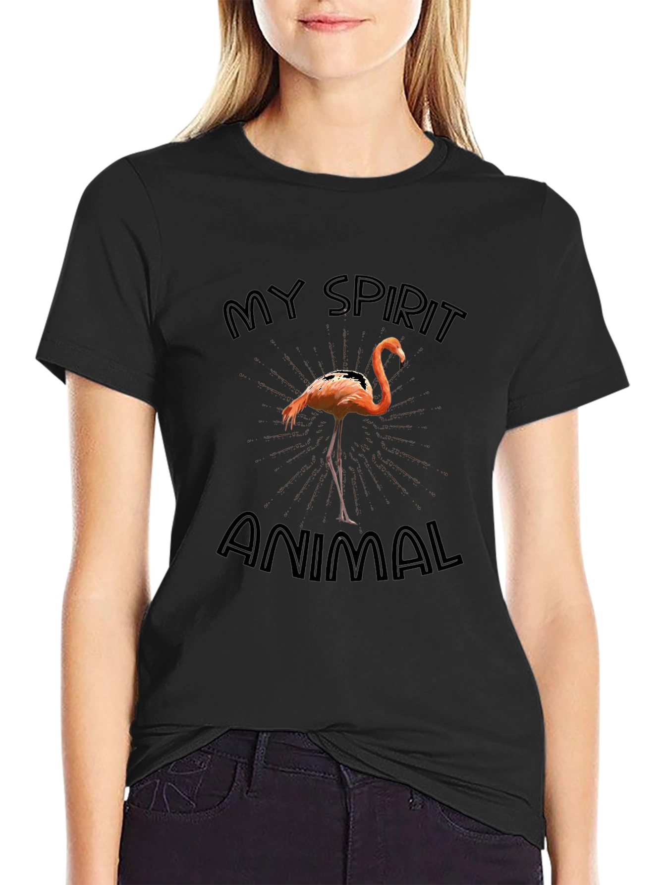 Flamingo Spirit Animal T-Shirt - Black Graphic Tee