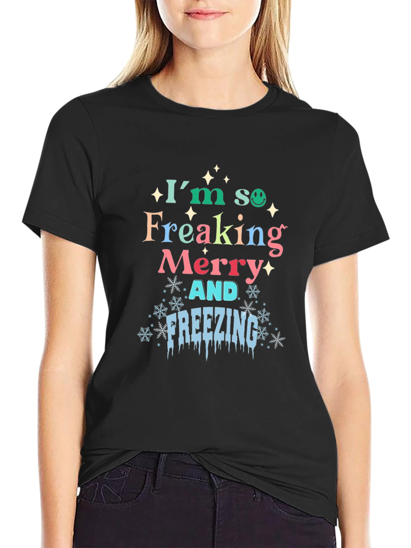 Merry & Freezing Graphic Tee - Holiday T-Shirt