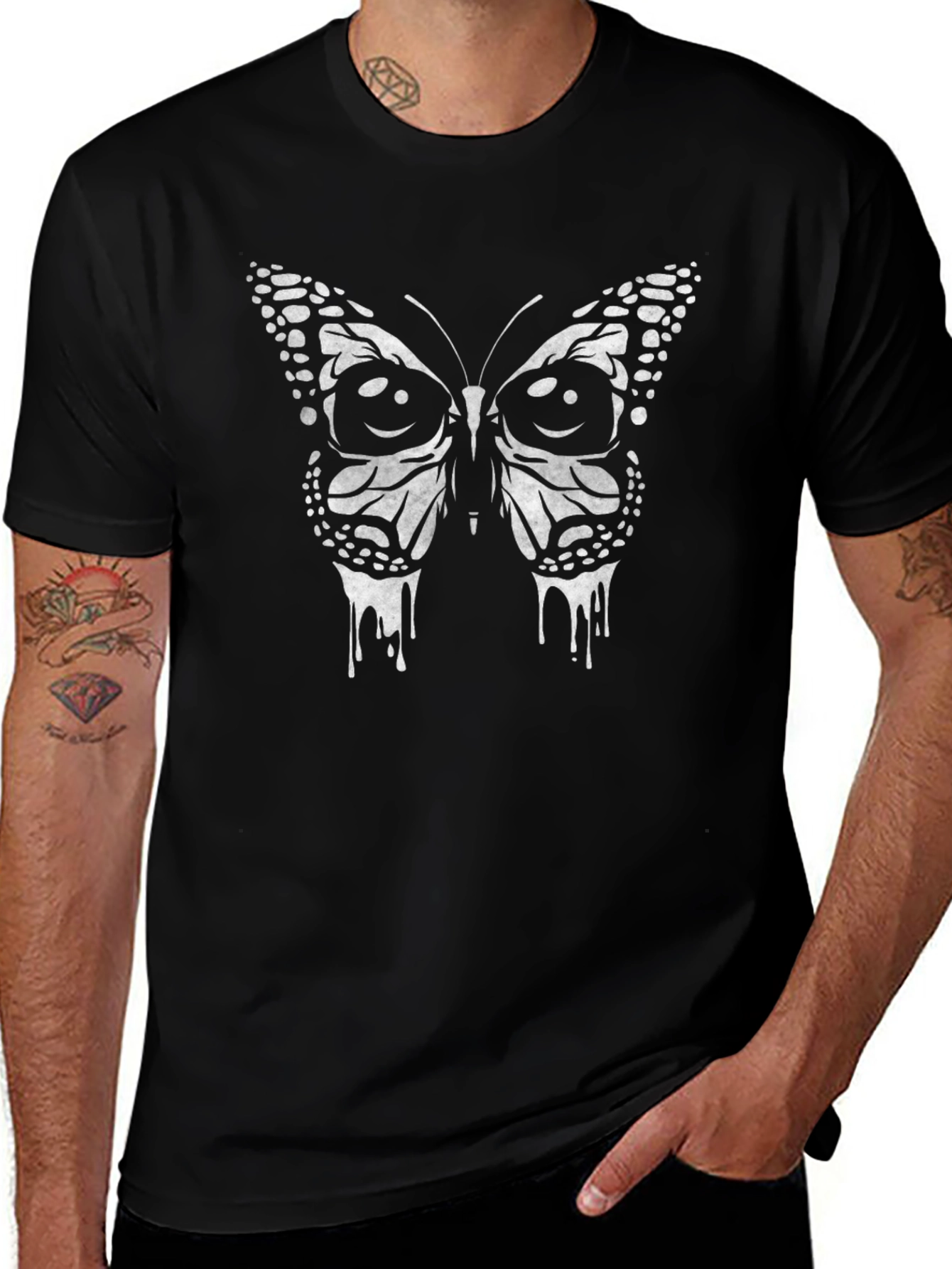 Butterfly Drip Graphic T-Shirt - Black