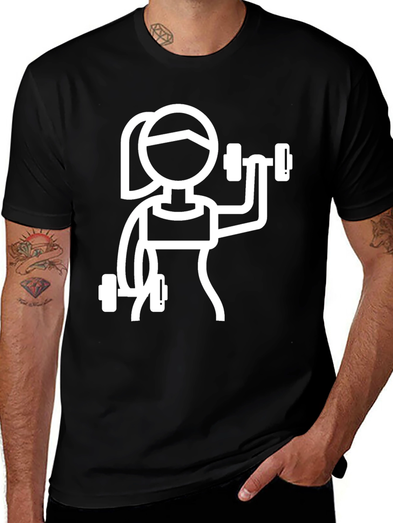 Fitness Graphic Tee - Weightlifting Woman Design