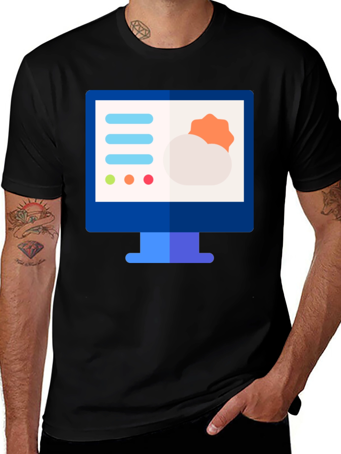 Weather Forecast Graphic Tee - Black Cotton Shirt