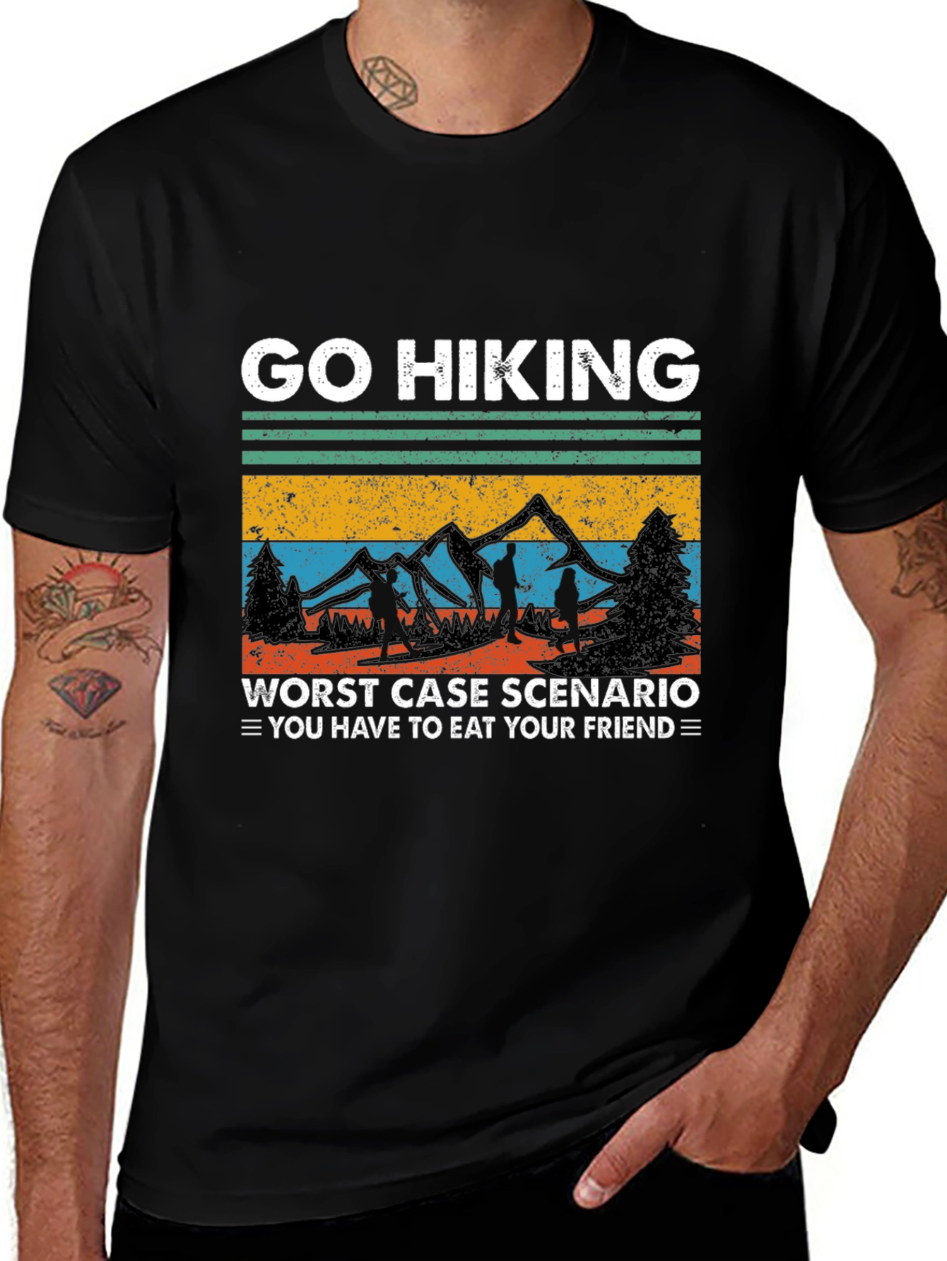 Go Hiking Eat Friend Black Tee