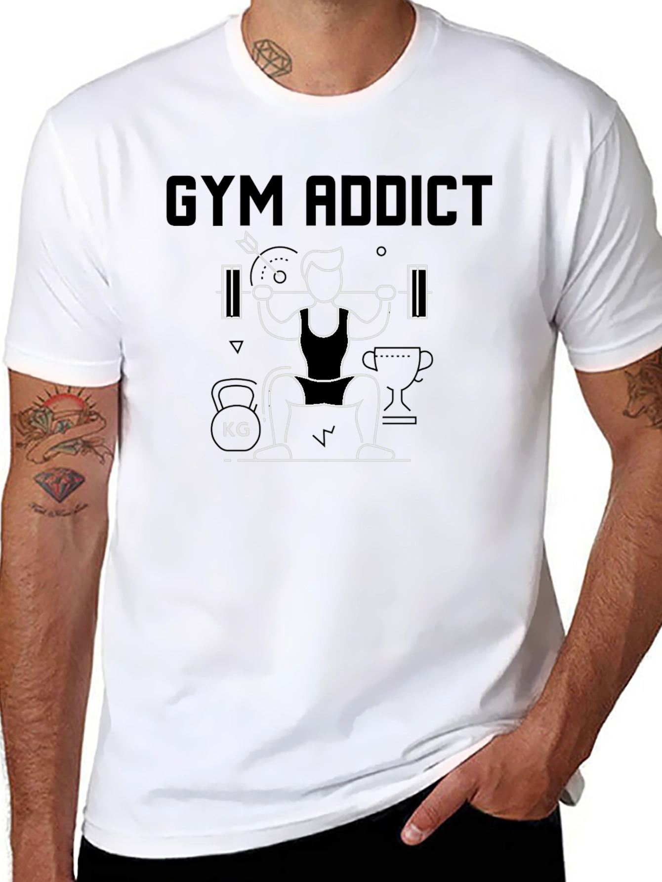 Gym Addict Graphic Tee - Black