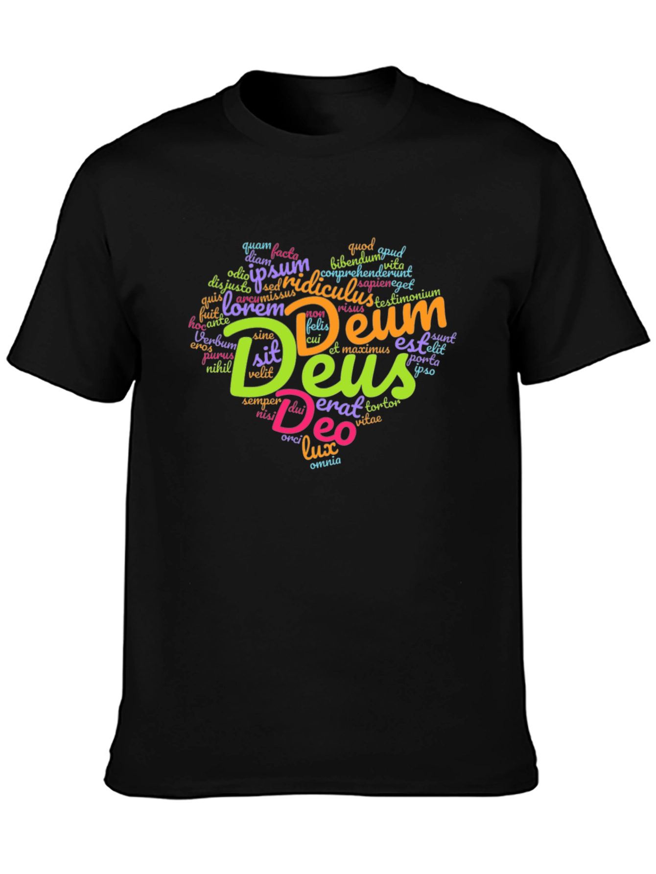 Deus Heart Graphic T-Shirt - Religious Word Art