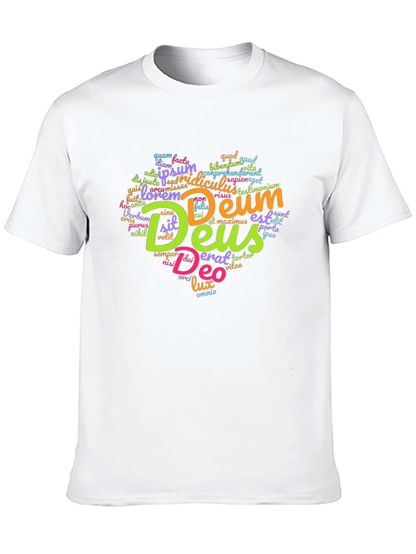Deus Heart Graphic T-Shirt - Religious Word Art