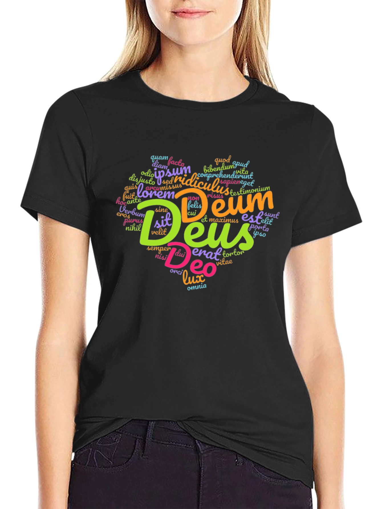 Deus Heart Graphic T-Shirt - Religious Word Art