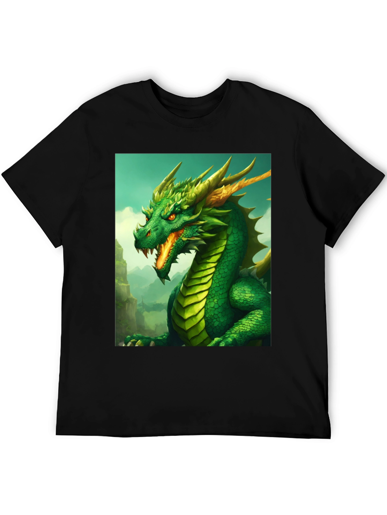 Dragon Graphic Tee - Black Cotton Shirt