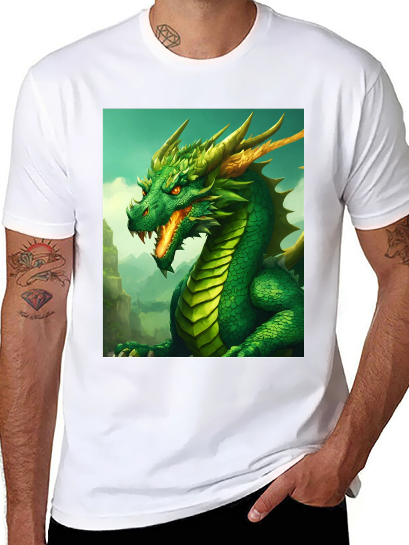 Dragon Graphic Tee - Black Cotton Shirt