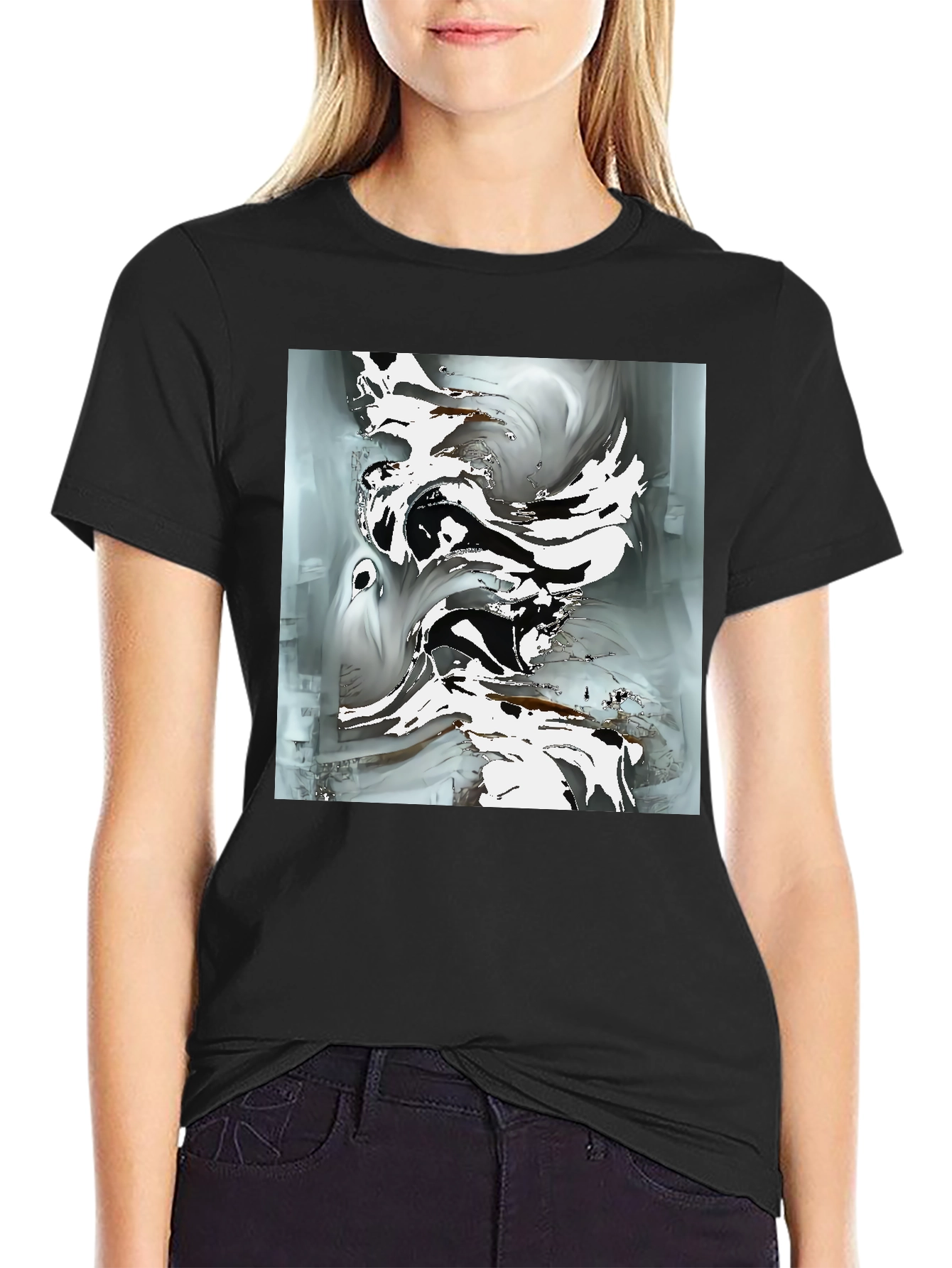 Abstract Art Graphic Tee - Modern Black T-Shirt