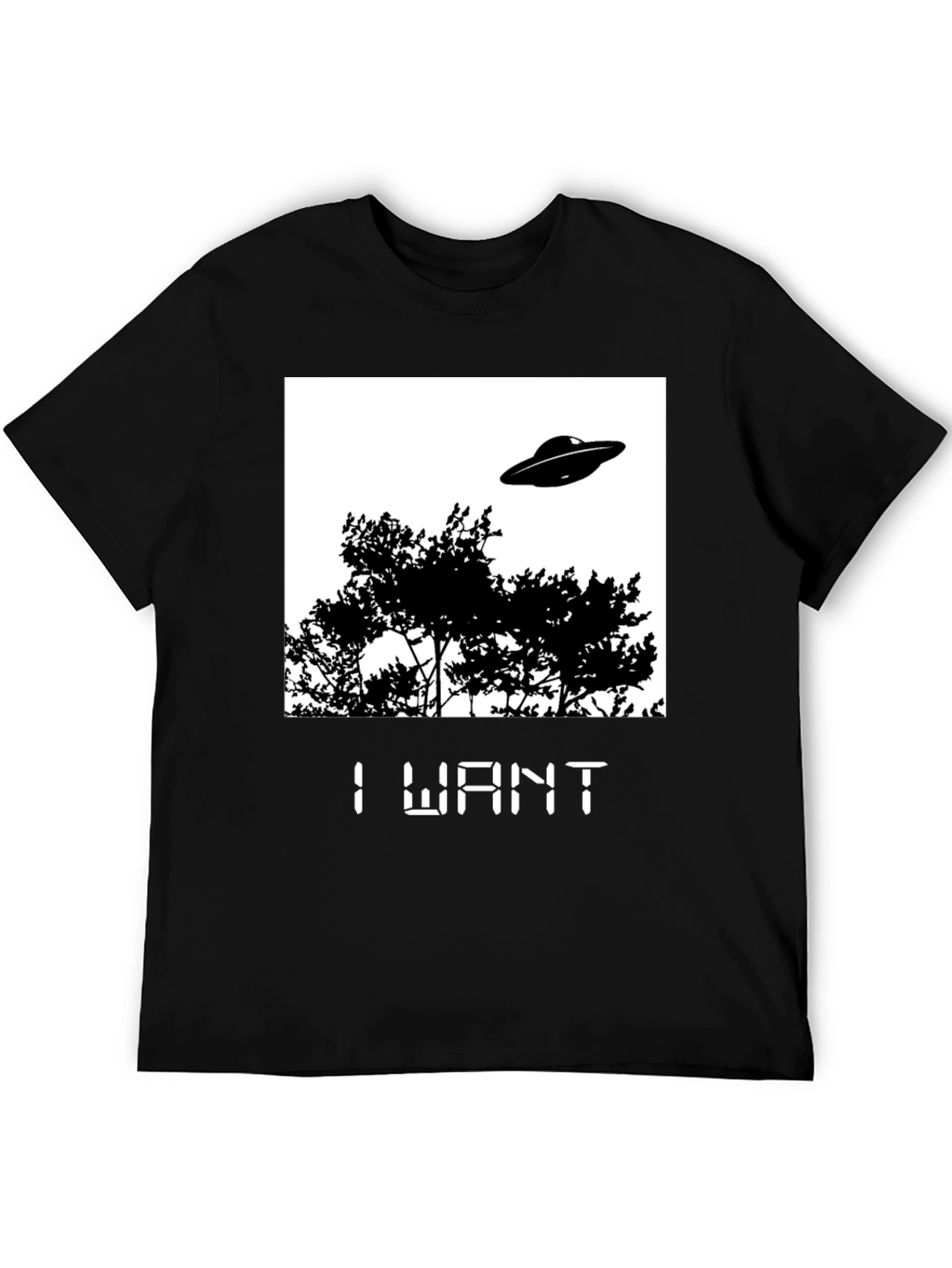 I Want UFO Graphic T-Shirt - Black