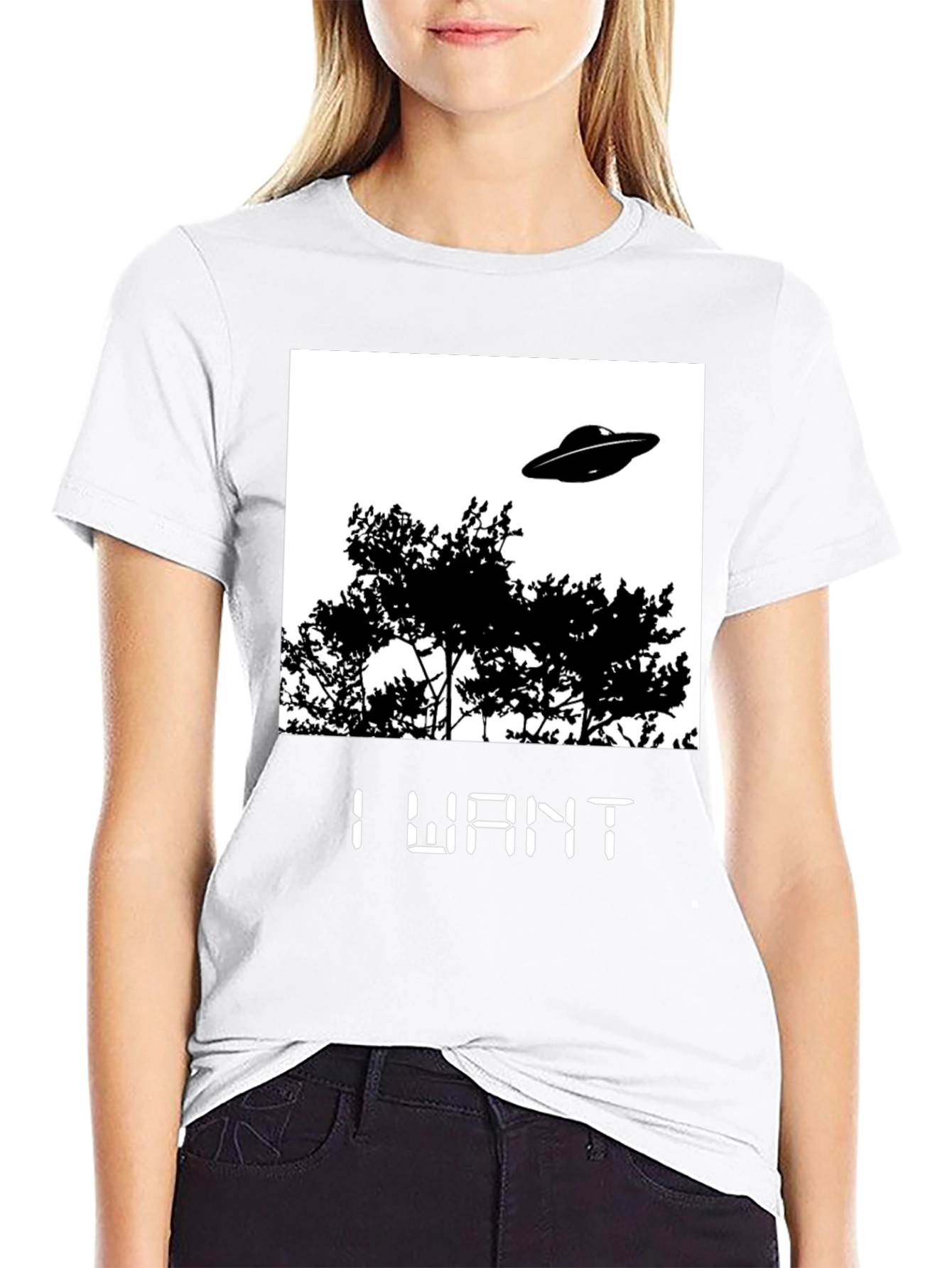 I Want UFO Graphic T-Shirt - Black