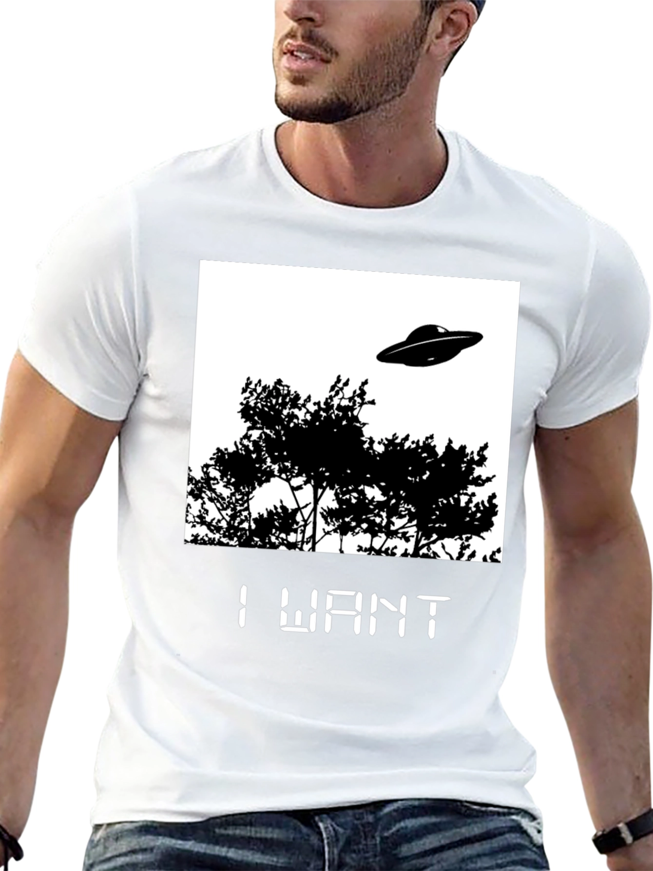 I Want UFO Graphic T-Shirt - Black