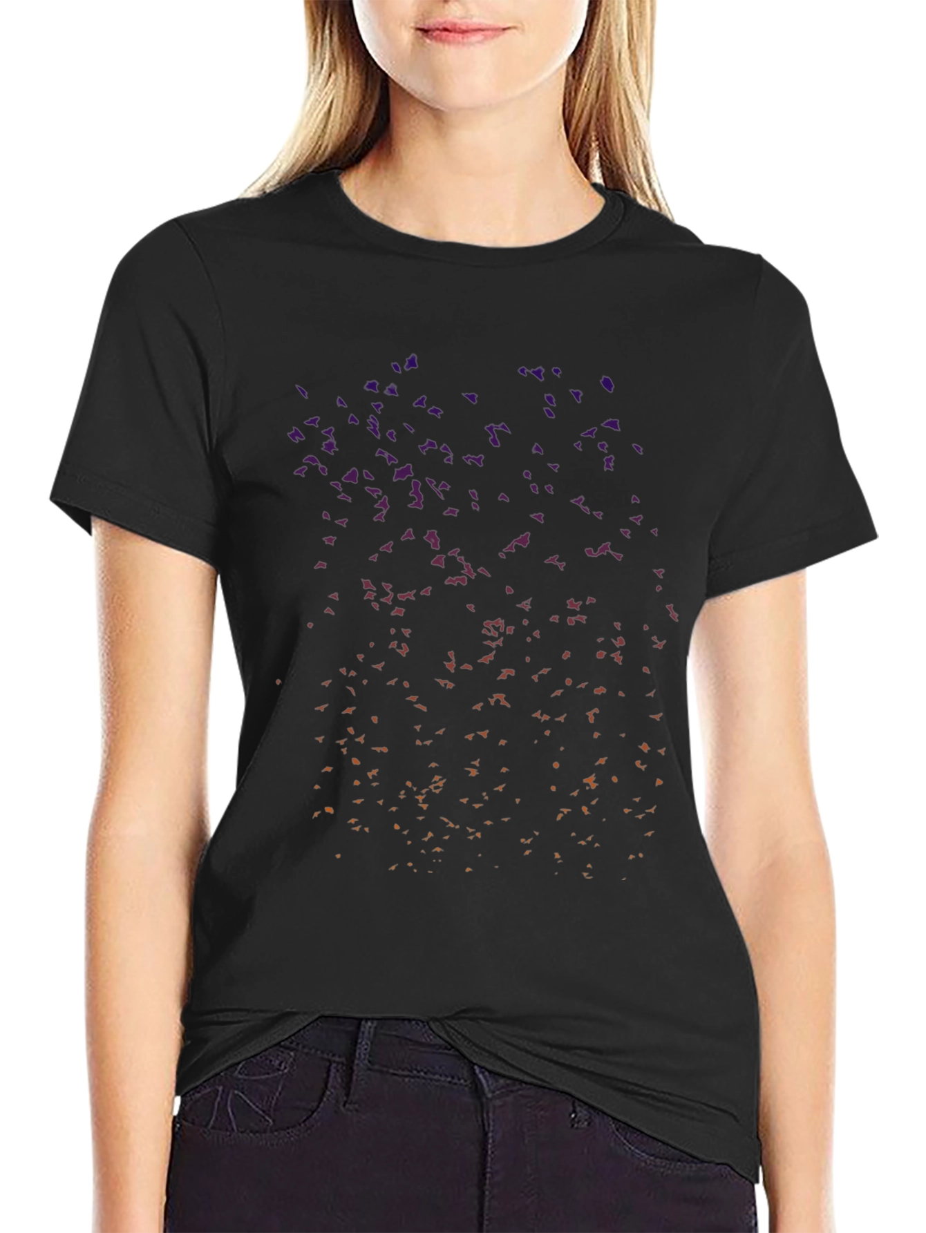Abstract Bird Flock Black T-Shirt
