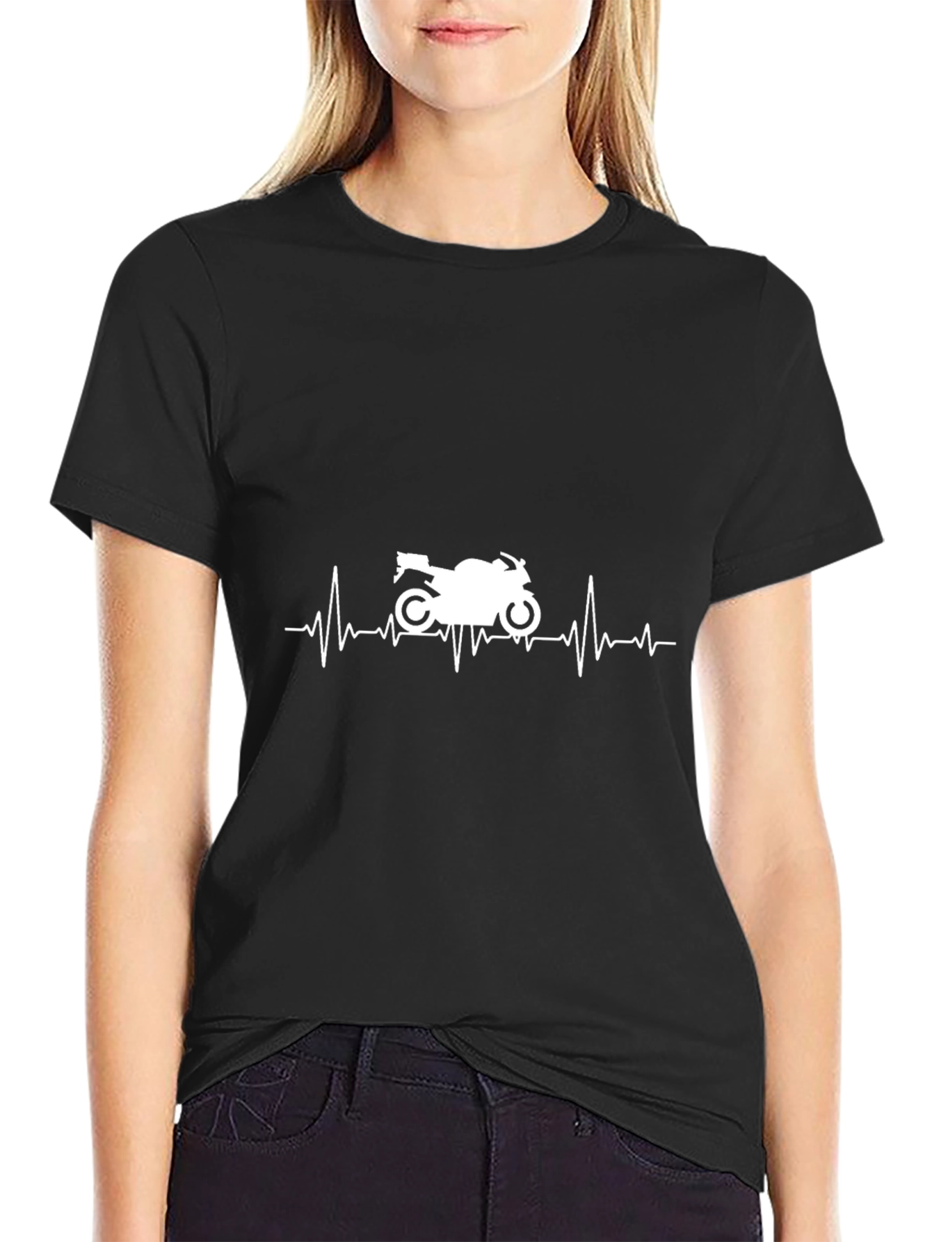Motorcycle Heartbeat Graphic Tee - Biker Gift