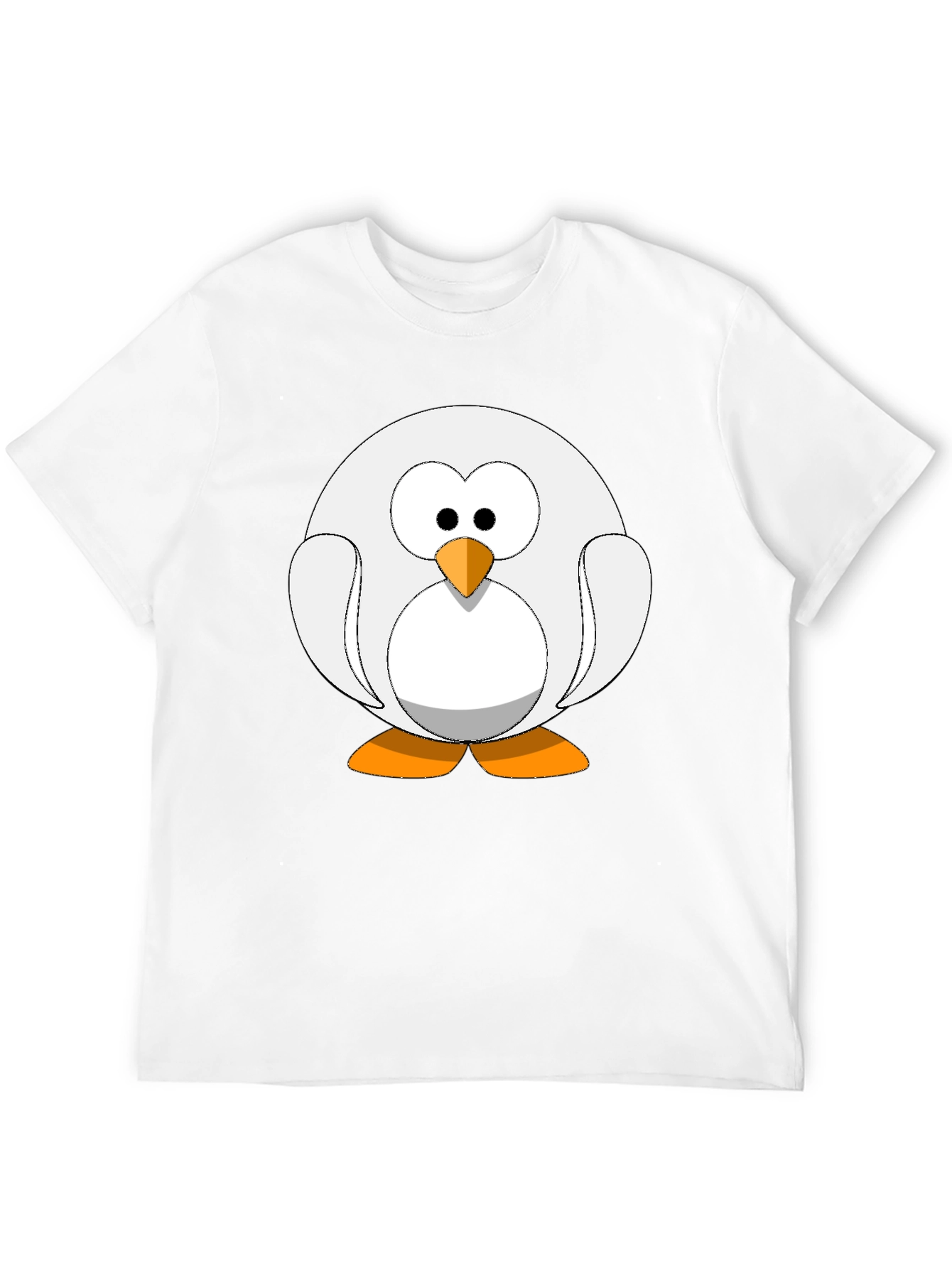 Cartoon Penguin Graphic Tee - Black Cotton Blend Shirt