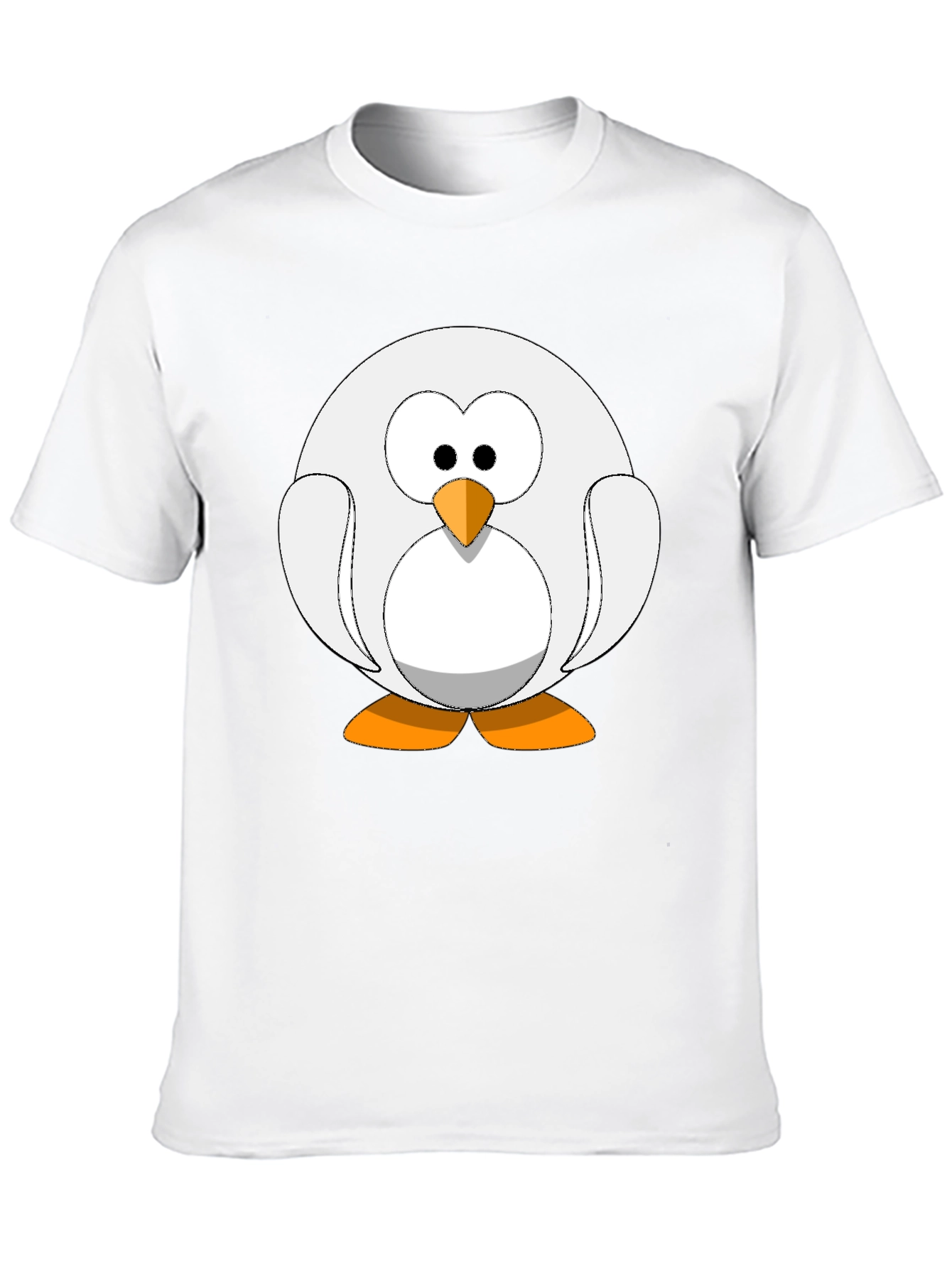 Cartoon Penguin Graphic Tee - Black Cotton Blend Shirt