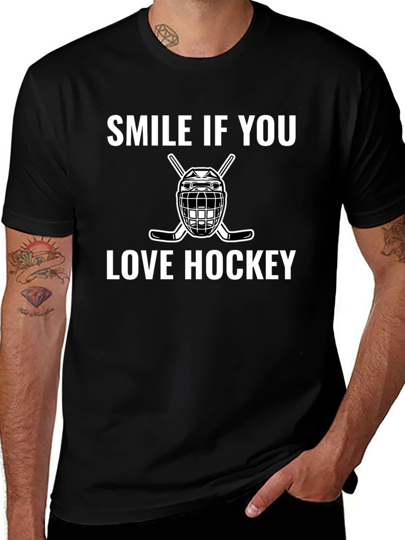 Smile If You Love Hockey Graphic T-Shirt