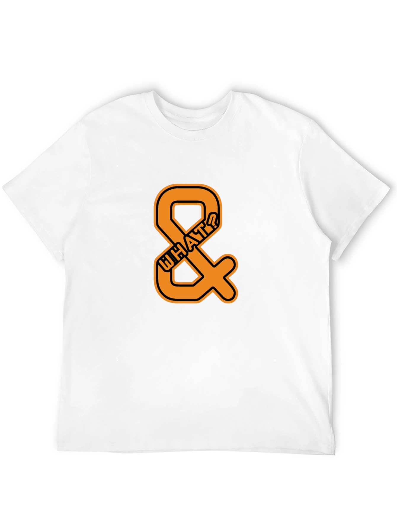 Mens Black T-Shirt with Orange WHAT? Ampersand Design