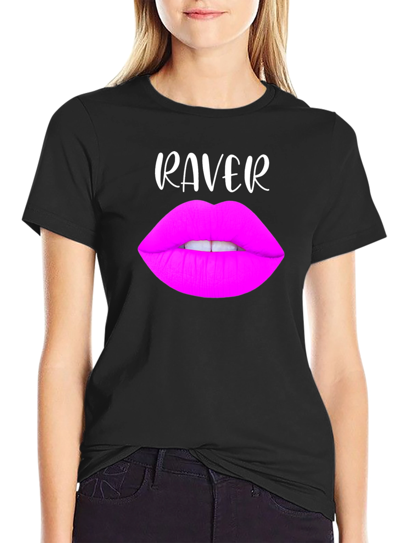 Raver Lips Graphic Tee - Black