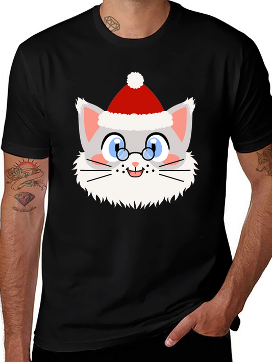 Festive Cat Santa T-Shirt - Holiday Cheer!