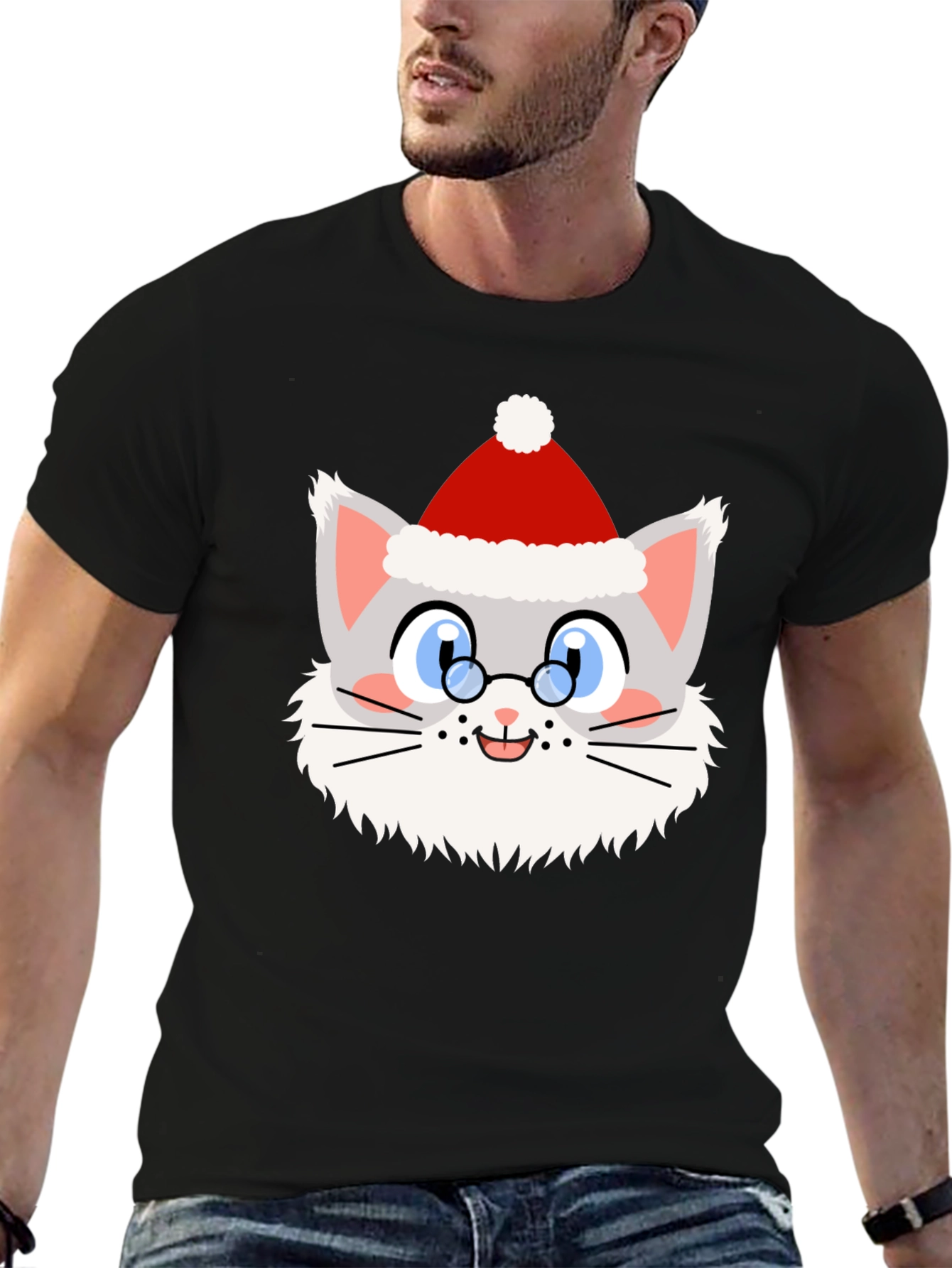 Festive Cat Santa T-Shirt - Holiday Cheer!