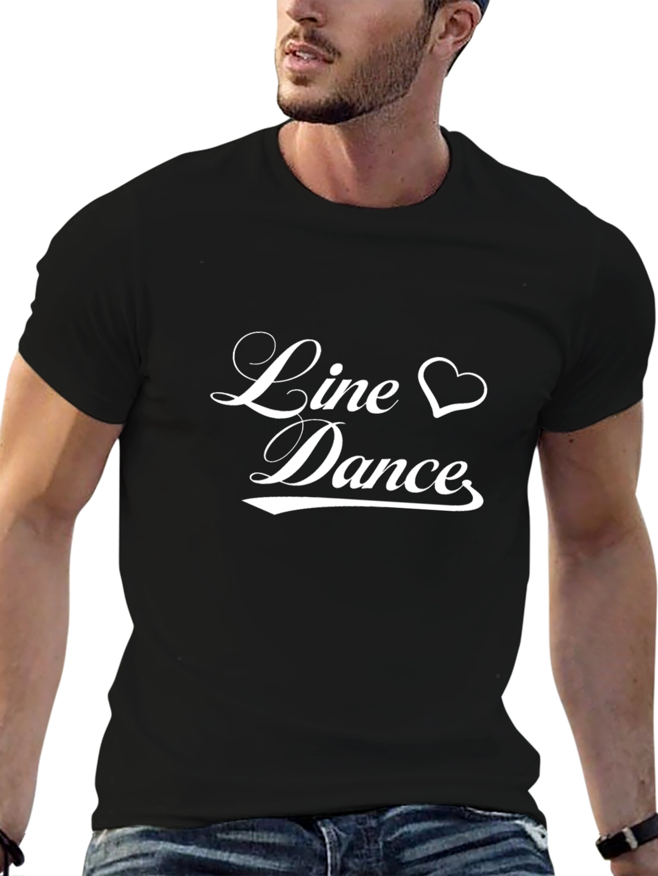 Line Dance Heart Graphic Black T-Shirt