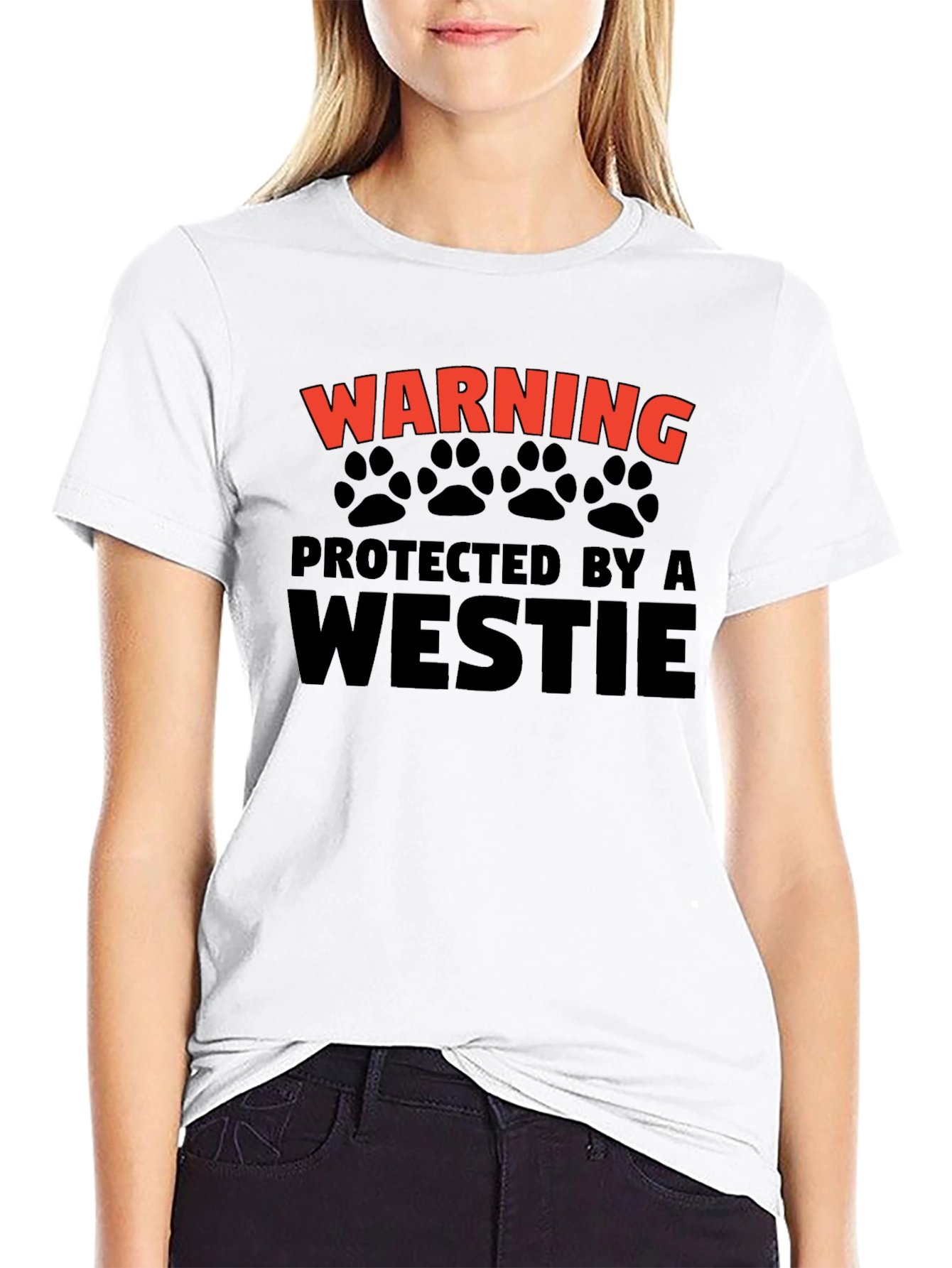 Warning Protected by Westie Mens Black T-Shirt