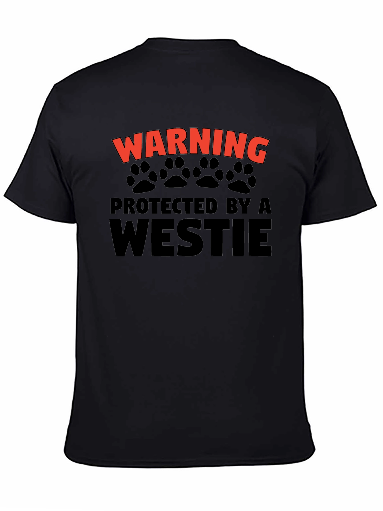 Warning Protected by Westie Mens Black T-Shirt
