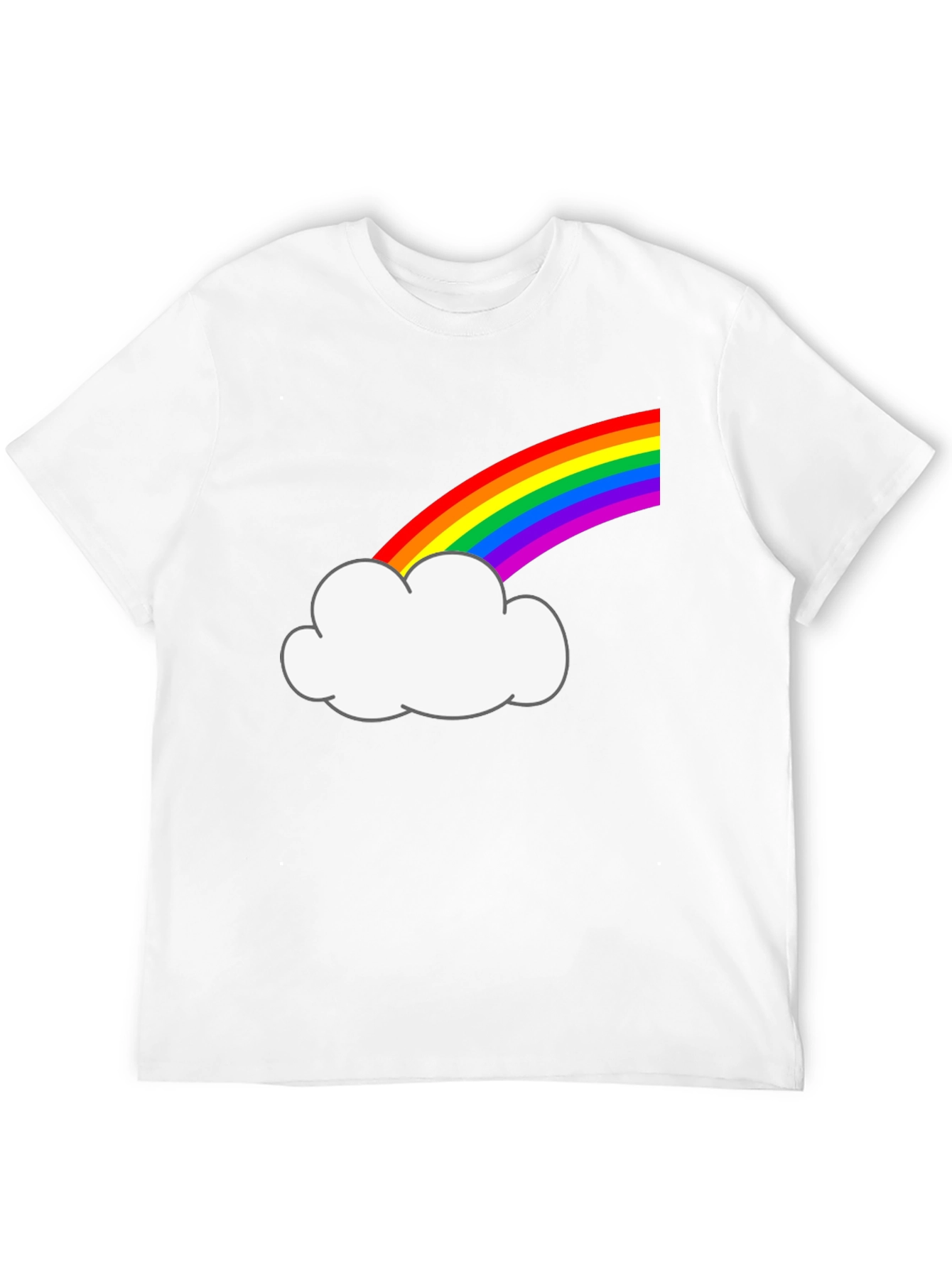 Rainbow Cloud Graphic Tee - Black Cotton T-Shirt