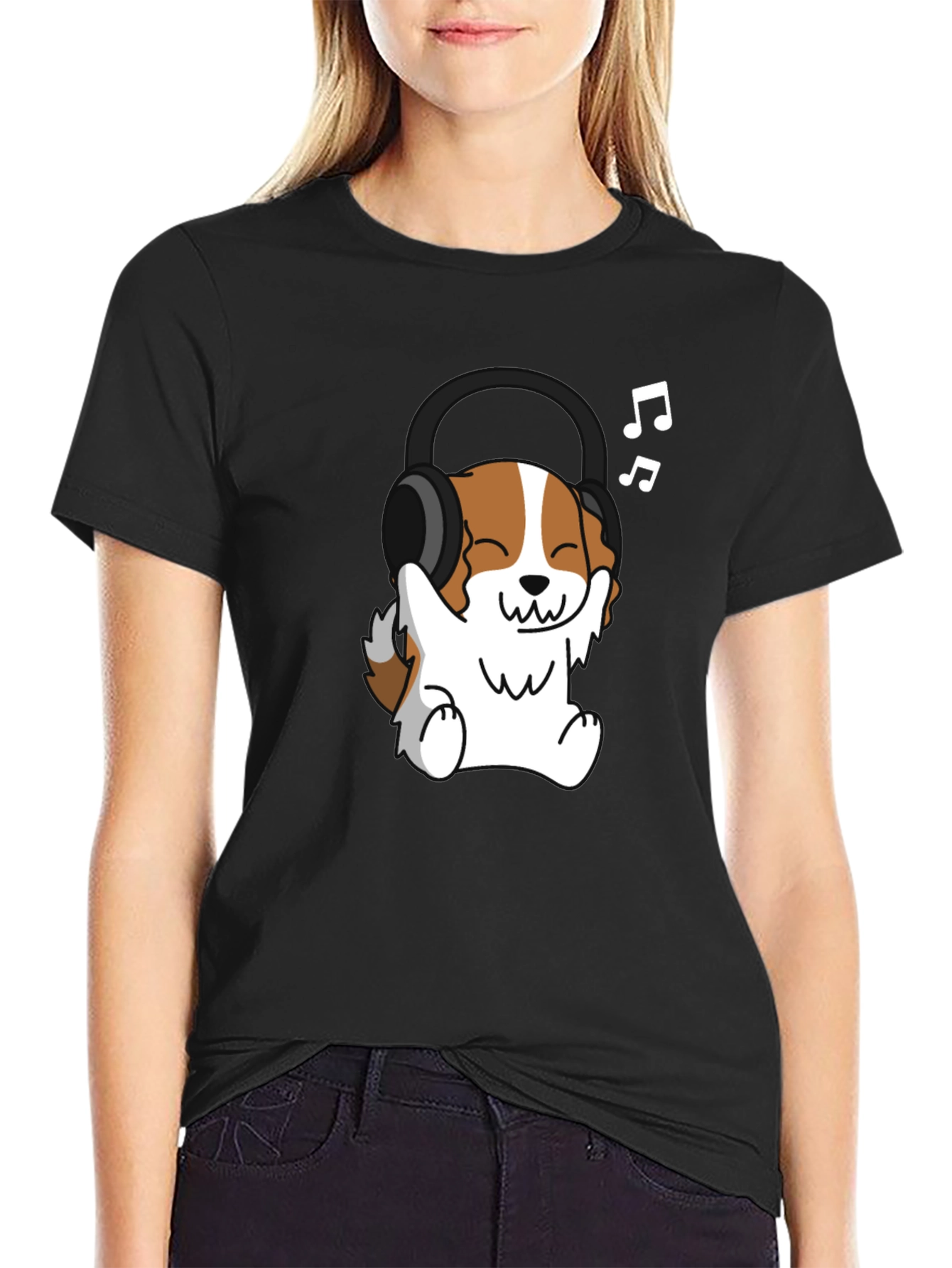 Dog Wearing Headphones Graphic Tee
