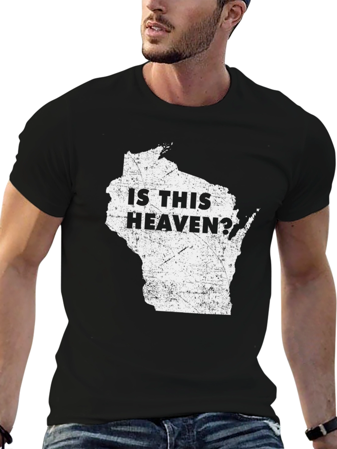 Is This Heaven? Wisconsin State Graphic T-Shirt - Black
