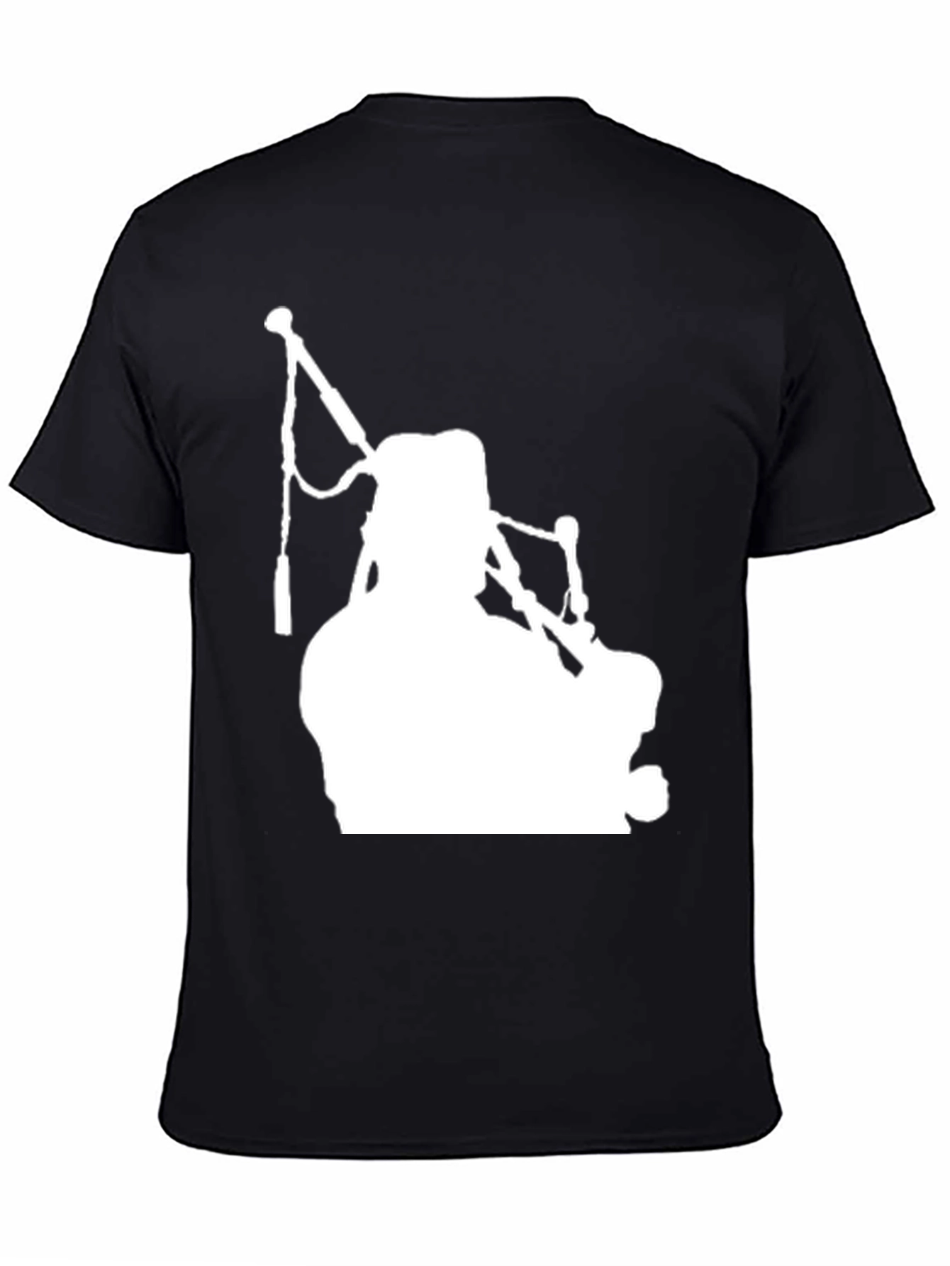 Bagpiper Silhouette Graphic Tee - Black Cotton T-Shirt