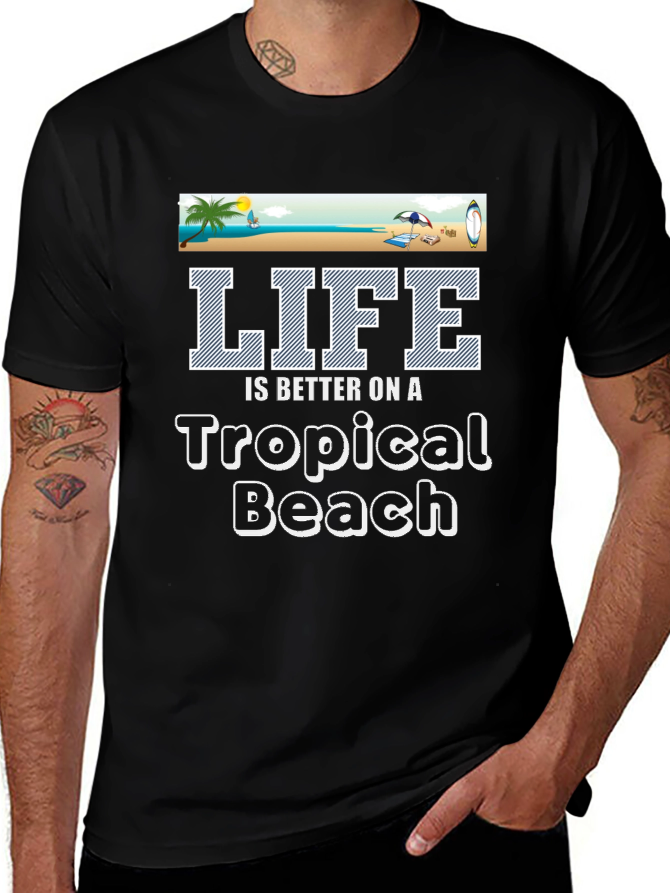 Tropical Beach Life Graphic Tee
