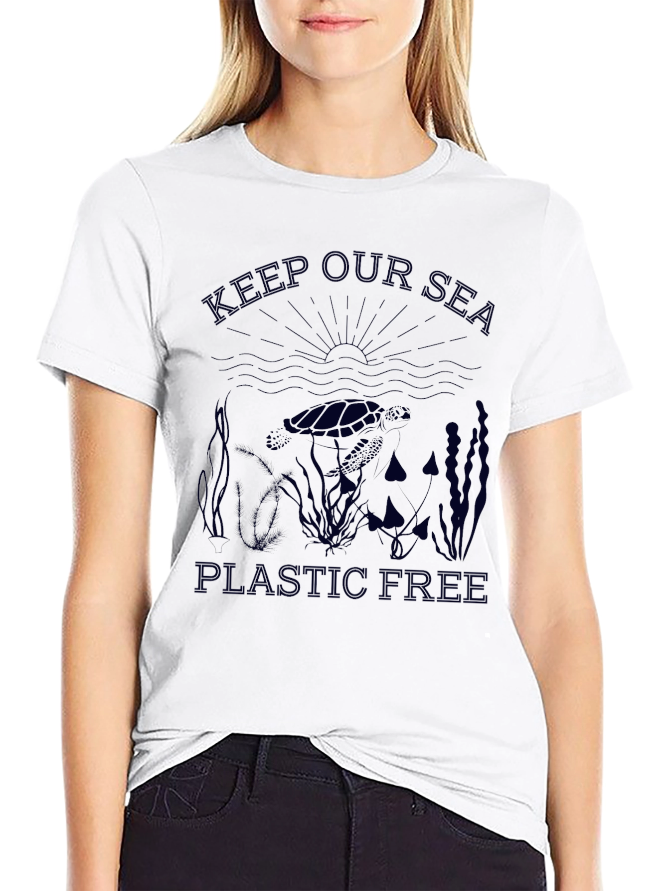 Keep Our Sea Plastic Free Graphic T-Shirt