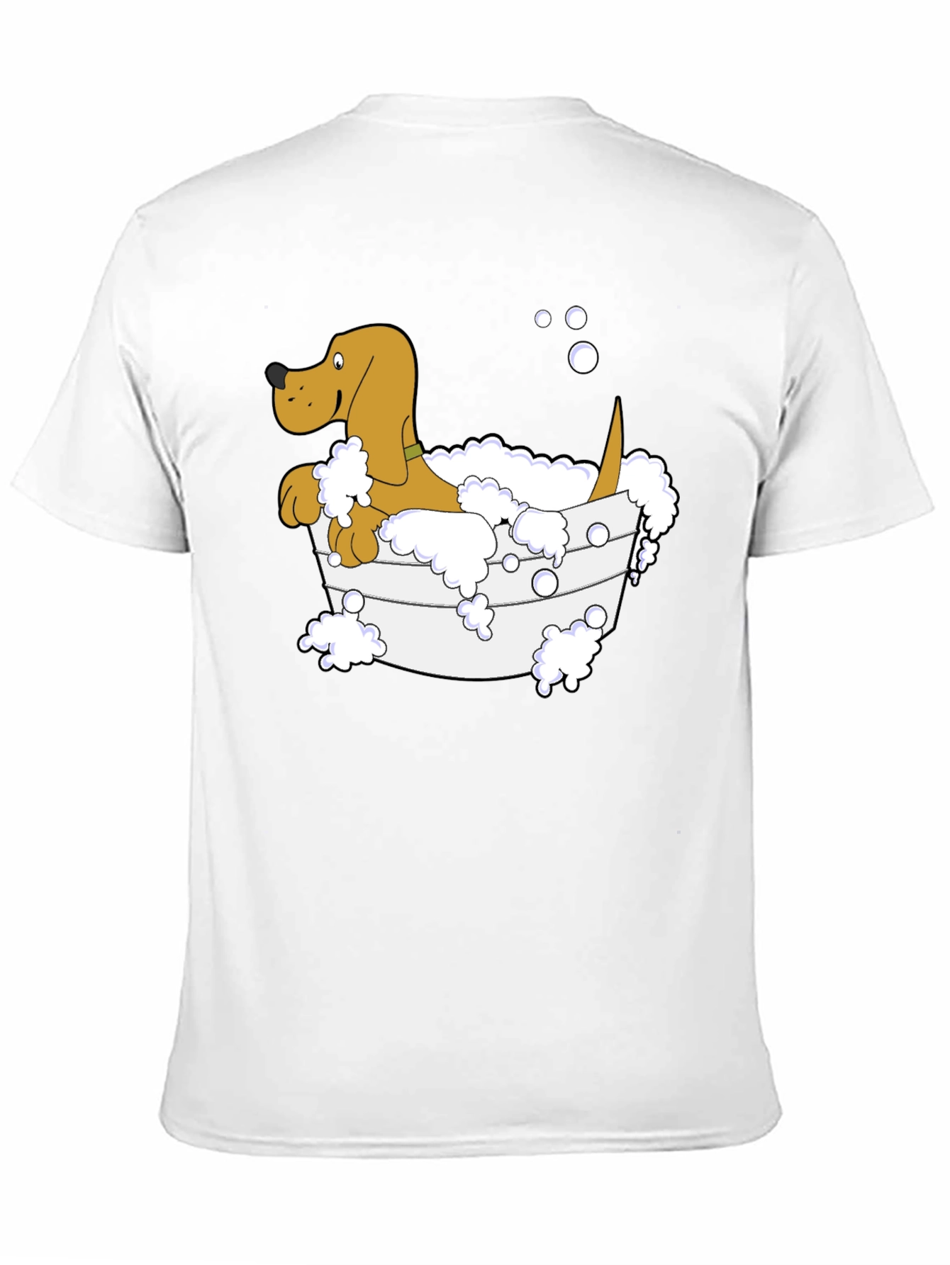 Cartoon Dog in Tub Black T-Shirt
