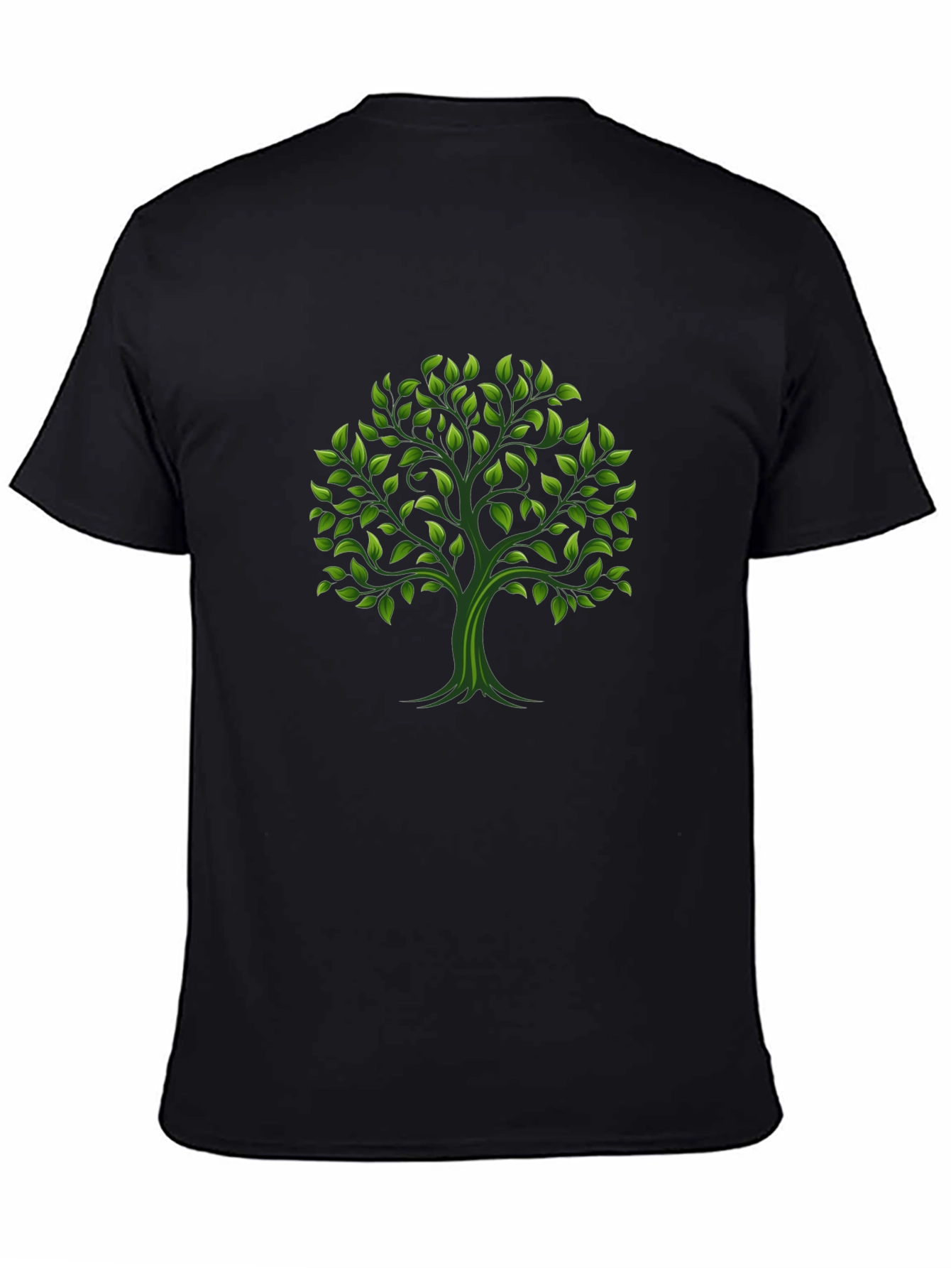 Green Tree Graphic Black T-Shirt