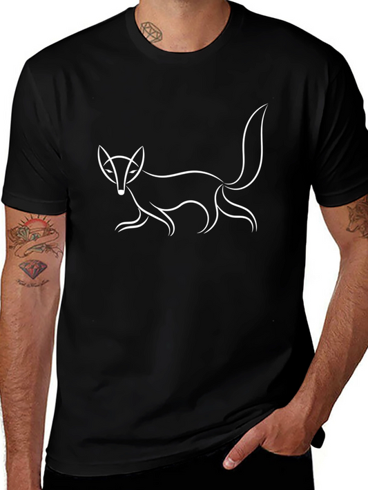 Fox Outline Black T-Shirt - Minimalist Design