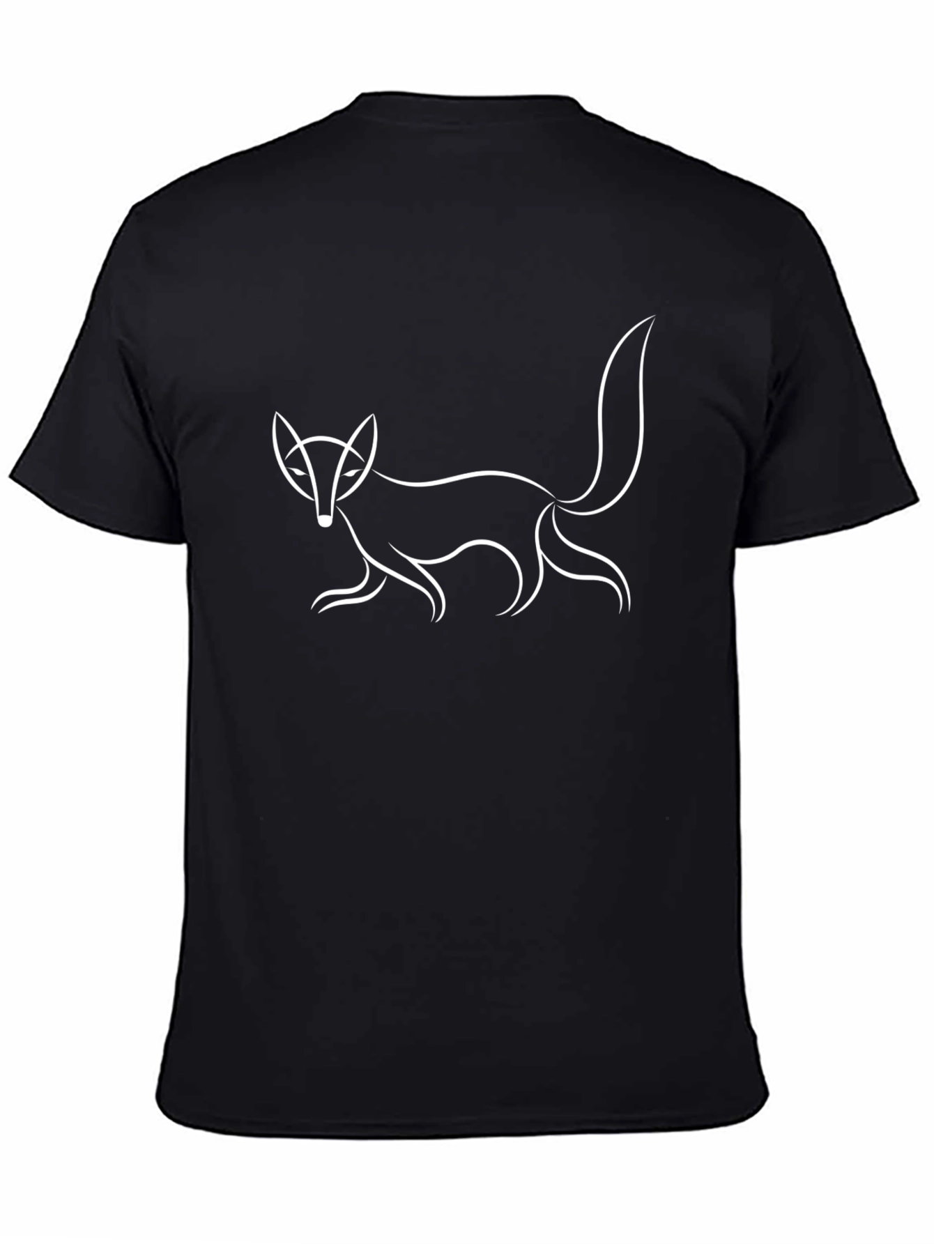 Fox Outline Black T-Shirt - Minimalist Design